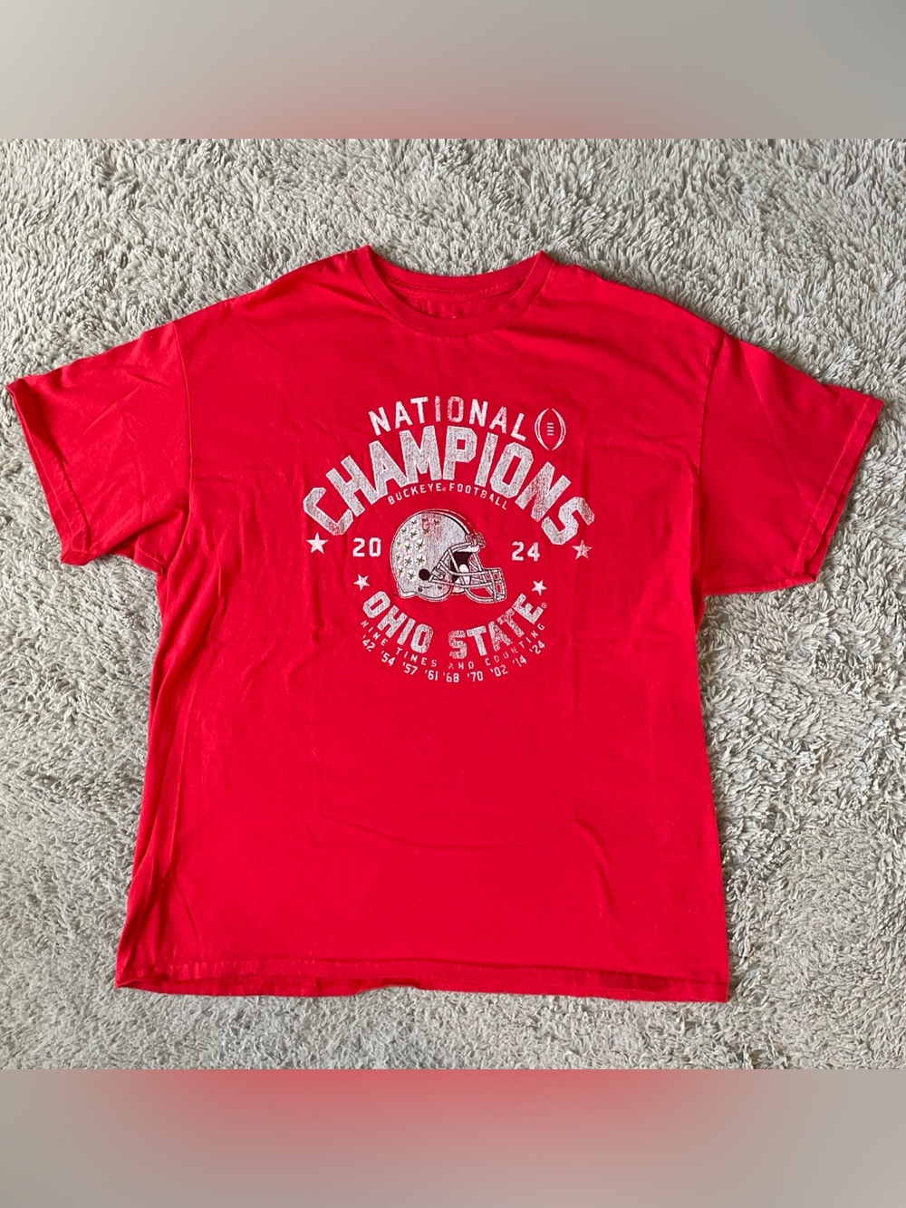 The Victory Ohio State Buckeyes Shirt Red L 2024 National Championship Football